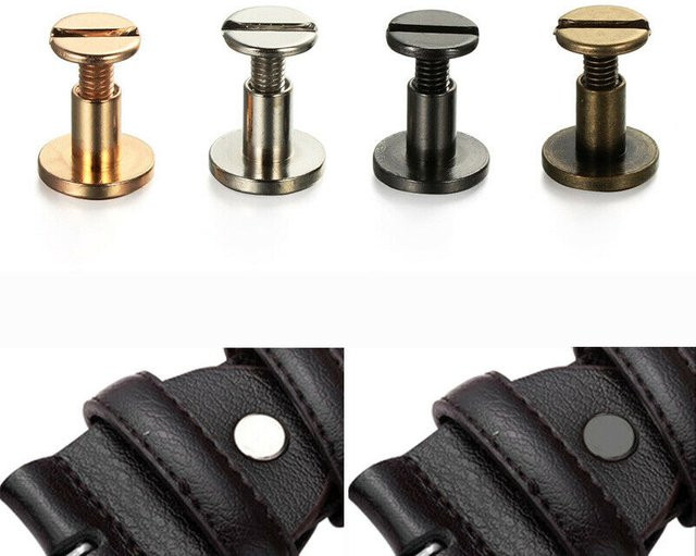 10 Sets Massivmessing-Nieten in Gold und Silber mit geschlitztem Bolzenkopf für Lederhandwerk und Metallverarbeitung - Bild 1