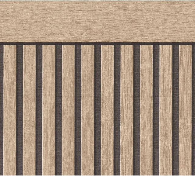 A.S. Création Vliestapete Wallpanel in Holzoptik mit Streifenmuster, Braun-Schwarz, Breite: 106 cm, Länge: 500 cm - Bild 1