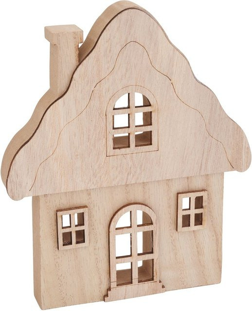 VBS Haus-Silhouette Wintertime in Beige aus MDF-Holz und Sperrholz, H x B x T: 15,0 x 18,0 x 5,0 cm - Bild 1
