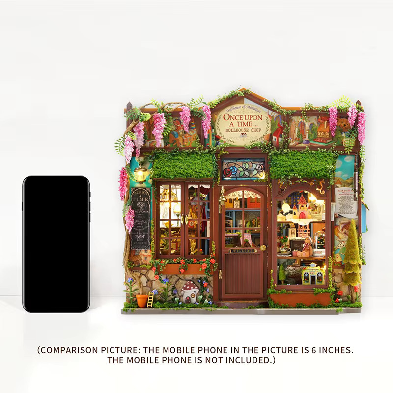 zuuton DIY Holzpuppenhaus 3D Puzzle Modellbausatz mit Möbeln in Natur und Mehrfarbig - Bild 4