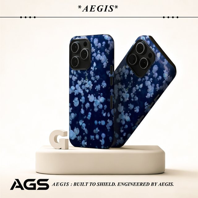 Potdemiel Tiefsee-Quallen Handyhülle mit Magnetfunktion für iPhone 17 16 15 14 13 Pro Max Plus, robuste doppelschichtige Schutzhülle in Blau - Bild 1