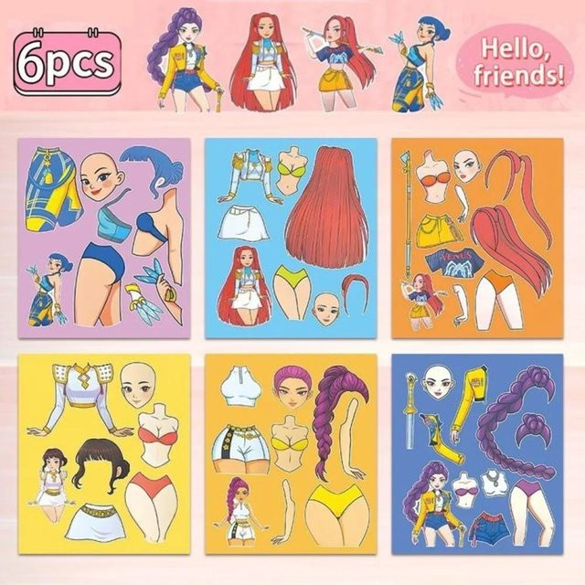 Discover Intime Kpop Dämonenjäger Cartoon Puzzle Aufkleber, 6/18 Blatt - Bild 1