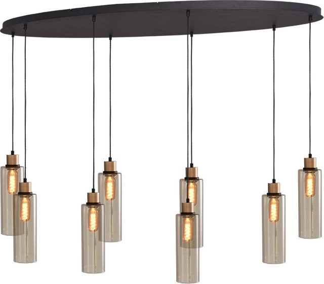 Masterlight Ortona Pendelleuchte 8-flammig oval in Gold/Messing mit transparentem Glas - Bild 1