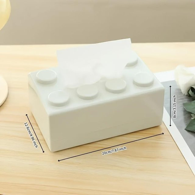 Multifunktionaler Taschentuchbox Organizer im Baustein-Stil von Yiran toy, Farbe Weiß, Material Kunststoff - Bild 1