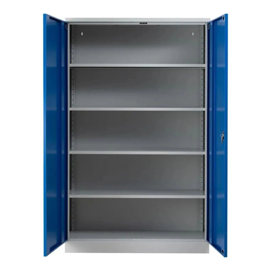 PROREGAL Stahlschrank Bee mit 6 Fachböden und Scharniertüren in Grau und Blau, Höhe: 195 cm, Breite: 120 cm, Tiefe: 42 cm - Bild 2