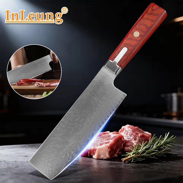 InLeung Damast-Küchenmesser zum Entbeinen, handgeschmiedetes Allzweckmesser mit Holzgriff für Fleisch und Obst - Bild 1