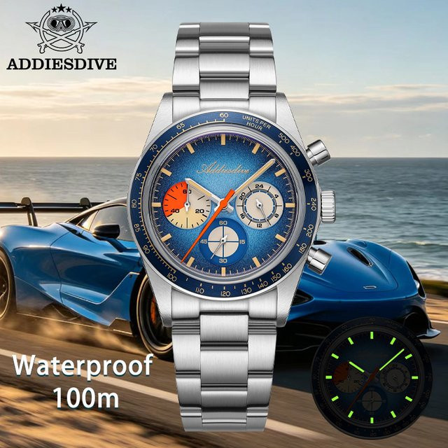 ADDIESDIVE Chronograph, Edelstahl, Schwarz, Quarz, Herren - Bild 1