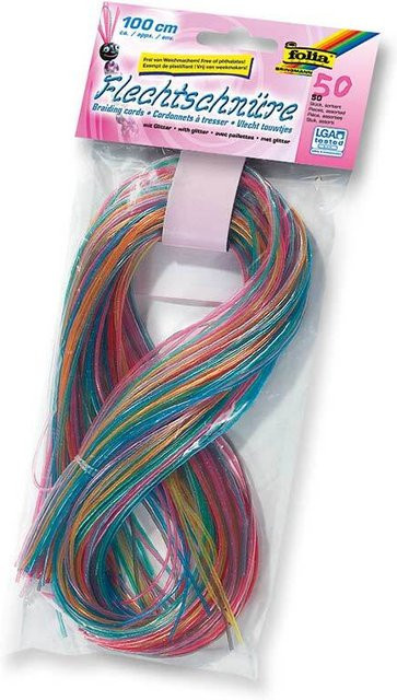 folia Flechtschnüre mit Glitter, mehrfarbig, 50-teiliges Set - Bild 1