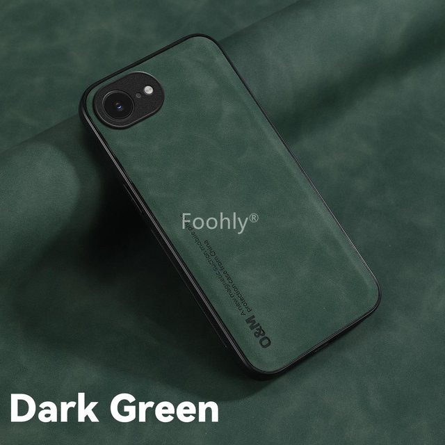 Stoßfeste magnetische Handyhülle aus Nubukleder für Apple iPhone 17e und iPhone 16e in Grün - Bild 1