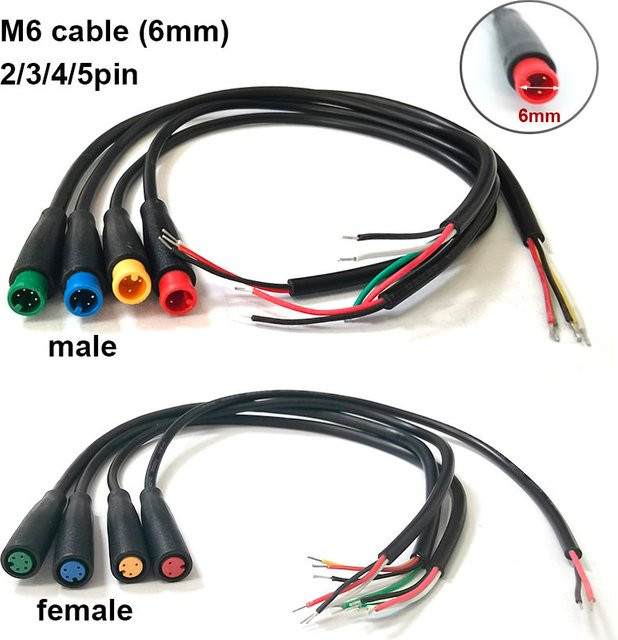 Julet Elektrische Fahrrad Stecker Set Wasserdichte M6 Pin Stecker für Roller und Sensoren männlich und weiblich - Bild 1