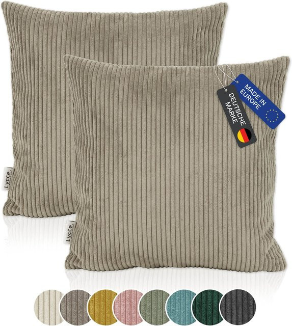 Lycce 2er Set Kissenbezüge aus Cordstoff in Beige, B/B: 50 x 50 cm - Bild 1