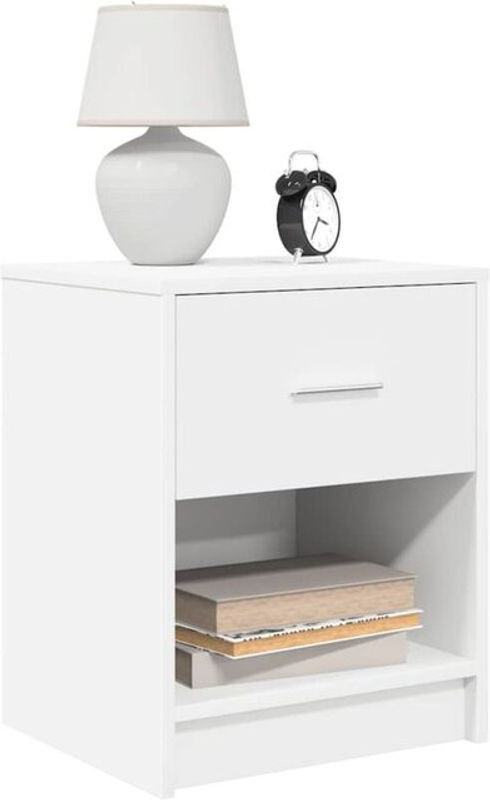 Vidaxl Set aus 2 modernen Nachttischen mit Schublade in Weiß, B/T/H: 40 x 34 x 50 cm - Bild 1