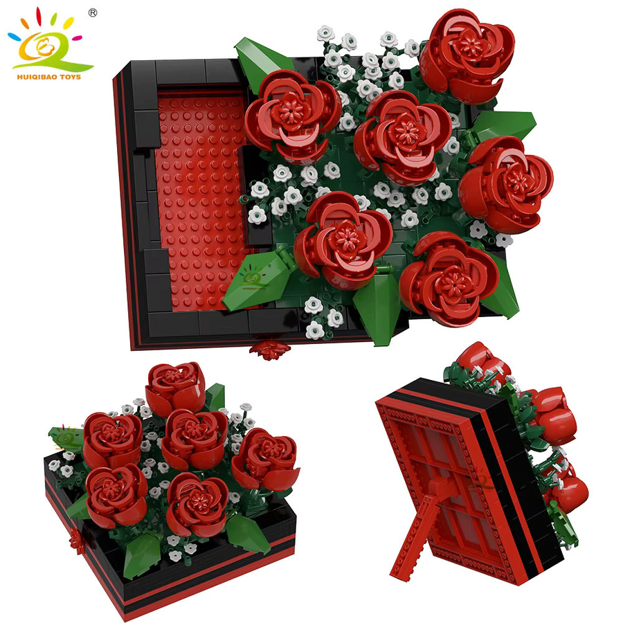 HUIQIBAO MOC Blumenpräsentationsständer, Mikrobaustein, Sukkulenten Mini 3D Diamant Modell Ziegel Spielzeug - Bild 5