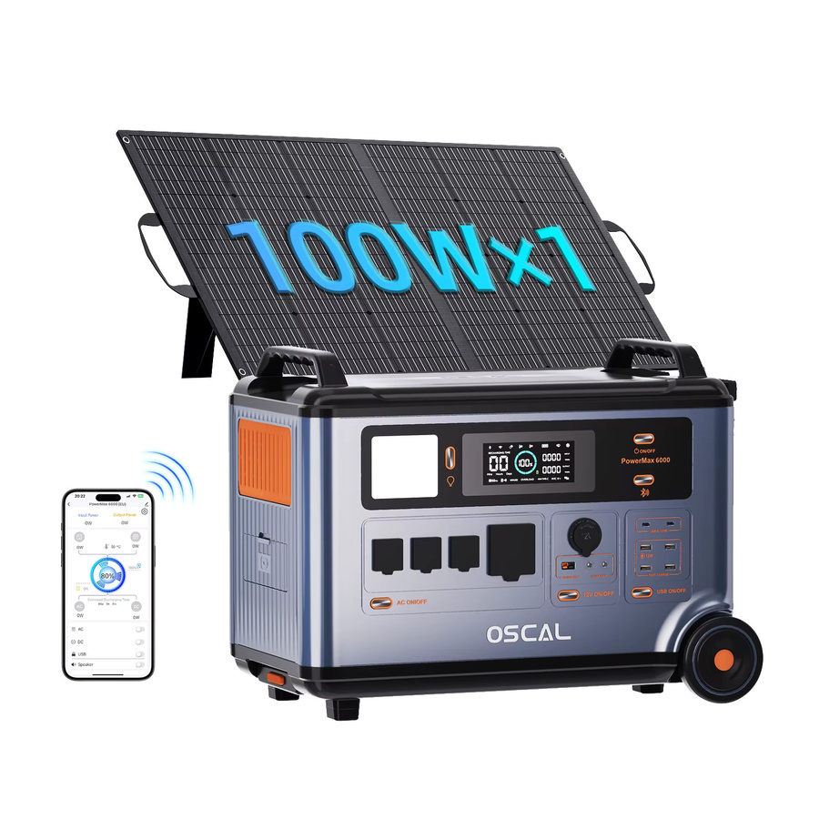 OSCAL Tragbare Powerstation 6000W mit 3600Wh Kapazität und LiFePO4-Batterie in Grau für Outdoor und Camping - Bild 8