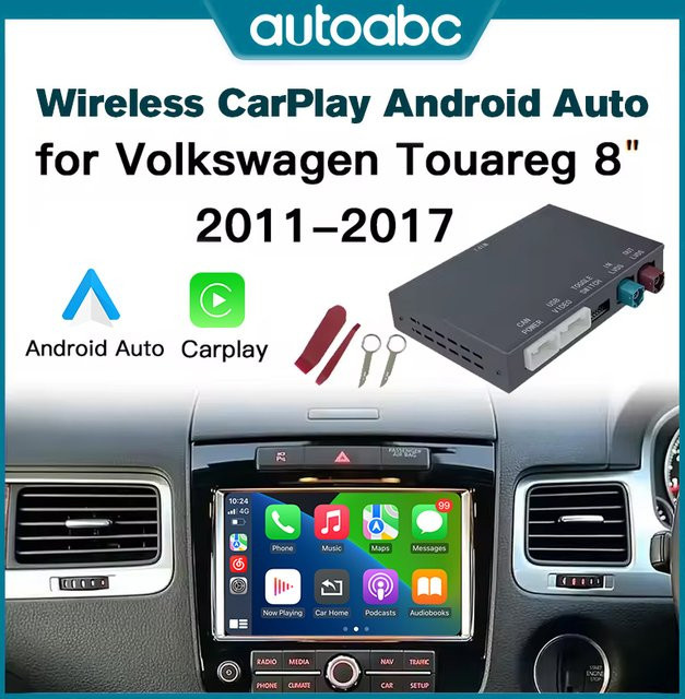 AUTOABC Wireless Carplay Retrofit Modul für Volkswagen Touareg RNS850, Android Auto und Airplay Adapter, Schwarz - Bild 1