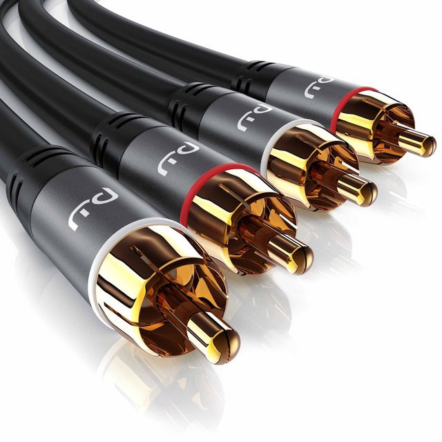 Primewire Stereo Cinch Audio-Kabel RCA, mehrfach geschirmtes HiFi Audiokabel, 2X Cinch zu 2X Cinch, Farbe: Schwarz, Länge: 10 m - Bild 1