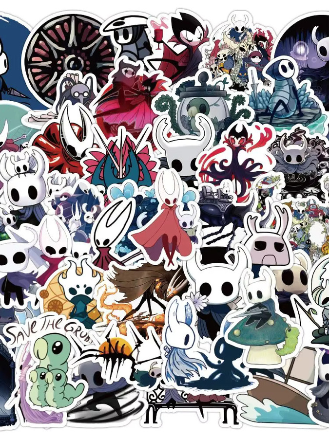 50 Stück Anime Hollow Knight Aufkleber Set, wasserdichte Sticker in Multicolour für Laptop, Telefon und Skateboard - Bild 5