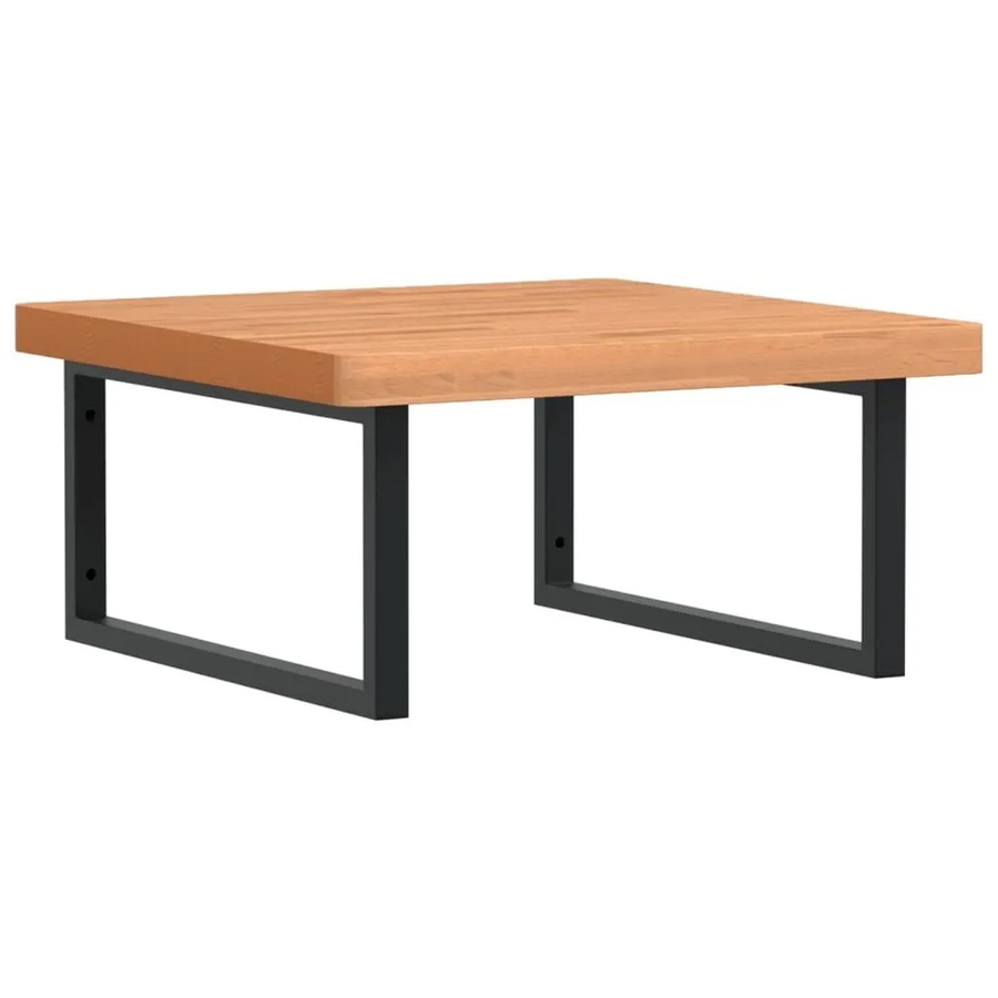 vidaXL Waschbeckenregal zur Wandmontage aus Stahl und Buche Massivholz in Schwarz und Braun - Bild 2