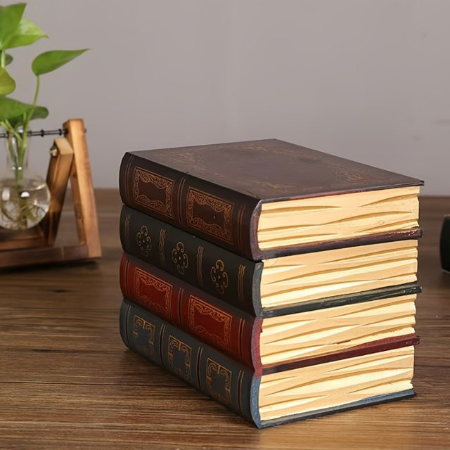 Untior Vintage Bücherbox aus Holz als dekorative Aufbewahrung für Schmuck und Ornamente - Bild 1