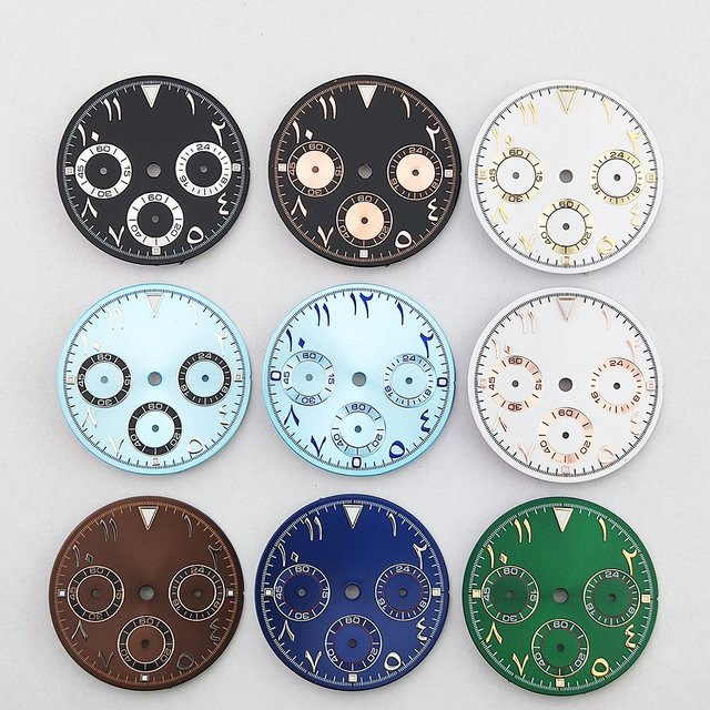 OUMASHI Uhrenzubehör, Chronograph, Panda-Zifferblatt, 29 mm, Weiß, Unisex - Bild 1