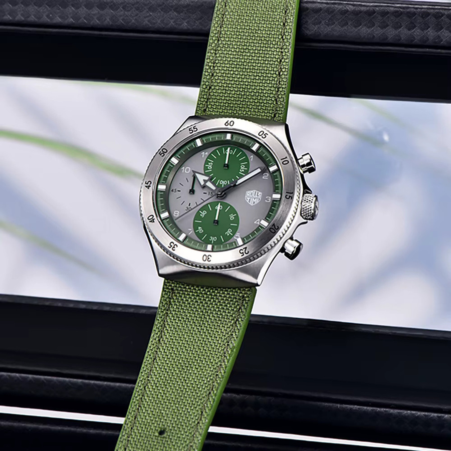 RollsTimi Chronograph, Quarz, Edelstahl, Grün, Textil/NATO, Herren - Bild 2