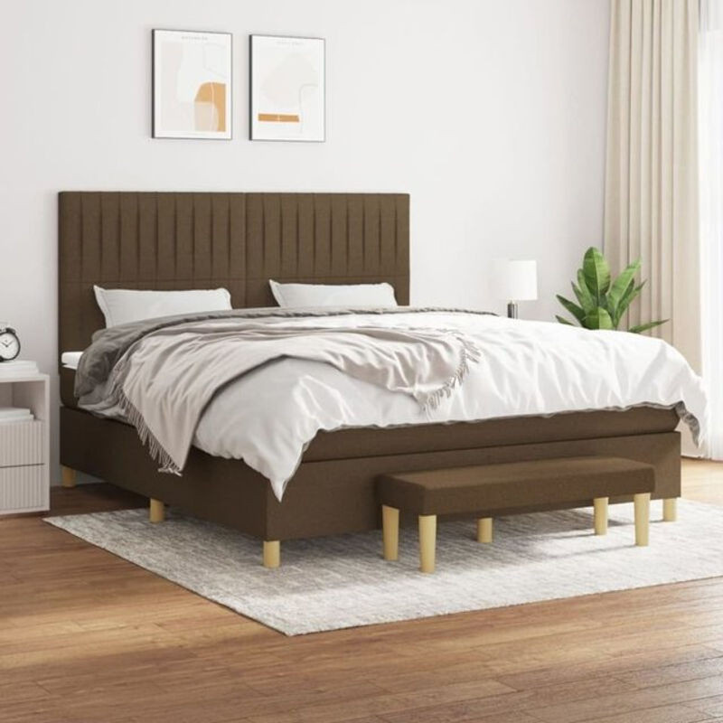 vidaxl Boxspringbett mit Matratze in Braun aus Stoff und Holzwerkstoff, B/T: 180 x 200 cm - Bild 1