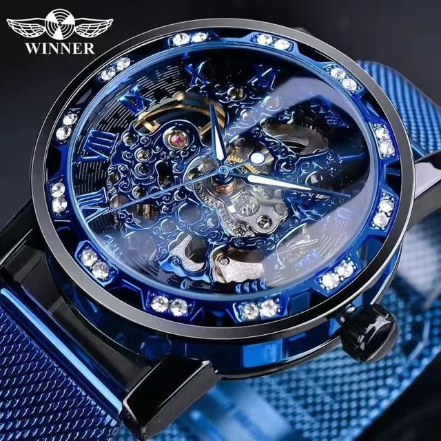 FORSINING Armbanduhr, Skelett, Automatik, Silber, Milanaise, Herren - Bild 1