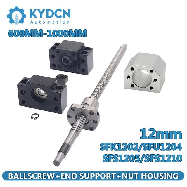 KYDCN CNC Kugelumlaufspindel-Set in Silber mit Nutgehäuse und Endstütze BKBF10 EKEF10 FKFF10 12mm Durchmesser - Bild 1