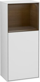 V&B Seitenschrank Finion rechts mit Walnuss-Regalfach in Weiß lackiert, Breite: 41,8 cm, Höhe: 93,6 cm - Bild 1