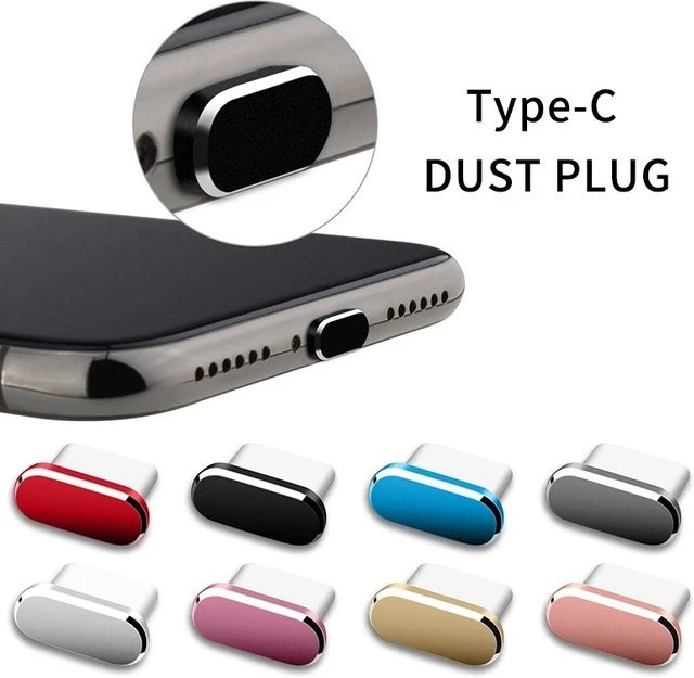 2er-Set USB-C Staubschutz Kappen aus Metall in Schwarz für Samsung, Huawei und Xiaomi - Bild 1