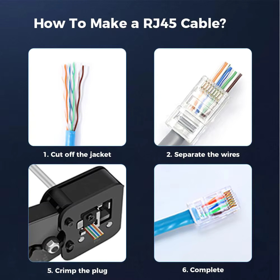 Natalink RJ45 Cat6 Durchgangsanschlüsse für UTP/FTP-Kabel mit vergoldeten Stiften und 3-Punkt-verschobenen Kontakten, transparent - Bild 4