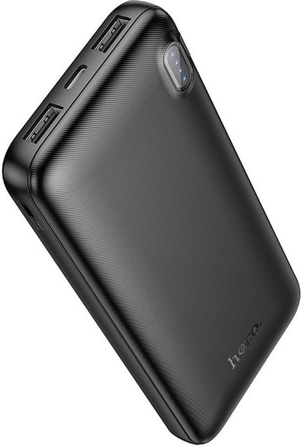 Externe Batterie HOCO J128 mit 10000mAh und 10W in Schwarz mit USB-A, USB-C und Micro-USB Anschlüssen - Bild 1