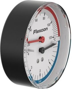 Flamco Druck-Thermometer axial R1/2 Zoll mit Messbereich 0-4 bar und 20-120 Grad Celsius in Schwarz - Bild 1