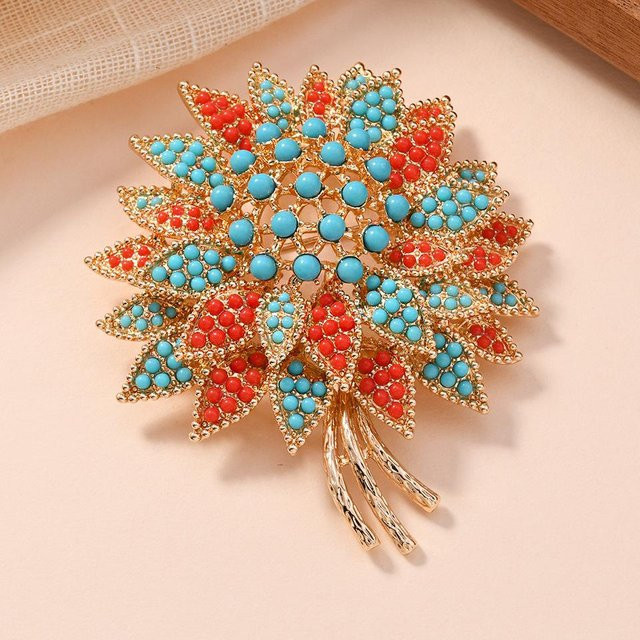 YIRAN Brosche Blume, Quaste, Blau, Unisex - Bild 1