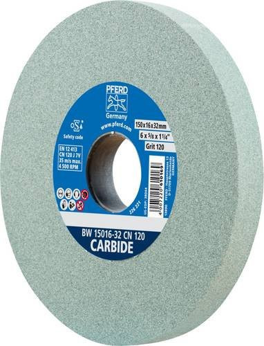 PFERD Schleifbockscheibe SiC120 für harte Materialien wie Hartmetall, Farbe: grau - Bild 1