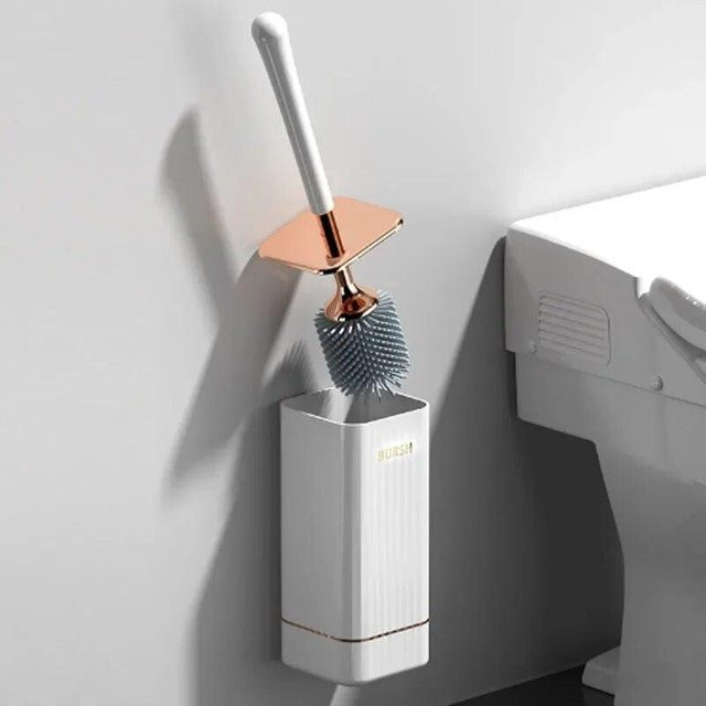 Wandmontierte TPR Silikon Toilettenbürste für die WC-Reinigung in Weiß - Bild 1