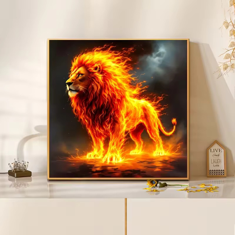 KAYOU Flame Lion 5D-Diamantgemälde-Set Wanddekoration B/B/H: 20 x 20 x 20 cm - Bild 2