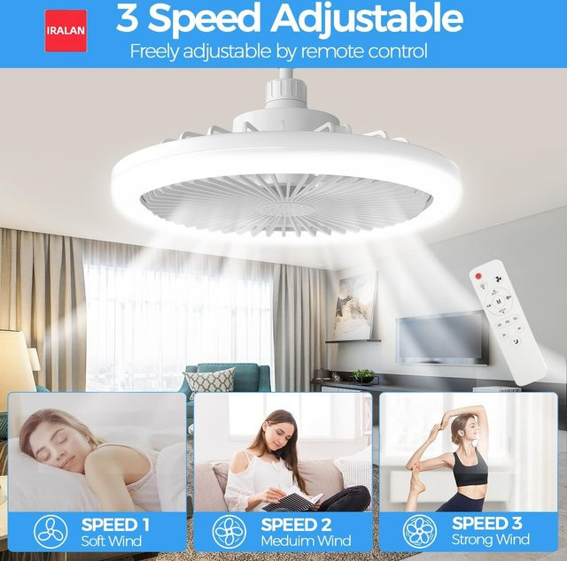 IRALAN Deckenventilator mit integriertem Licht in Weiß, moderner Ring-Deckenventilator für Schlafzimmer mit Fernbedienung - Bild 1