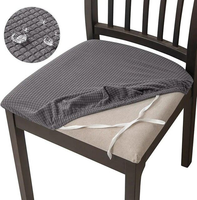 BC-Warm Home Sitzkissenbezug für Esszimmerstühle, grau, wasserabweisend und kratzfest, dehnbarer Stuhlbezug aus Polyester-Elastan - Bild 1