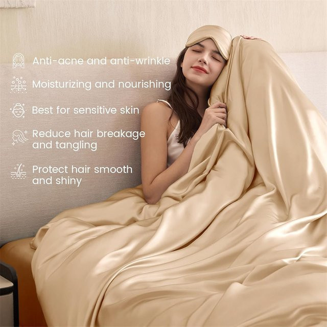 Dreamreal Maulbeerseide Bettbezug mit Reißverschluss aus 100% Seide, B/H: 135 x 200 cm, Grau und Beige - Bild 1