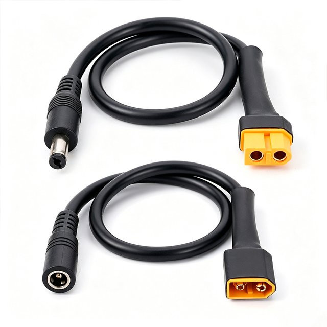 HulitTop Solar Connection Line XT60 Stecker und Buchse auf DC5521 18AWG Stromkabel-Adapter in Schwarz - Bild 1
