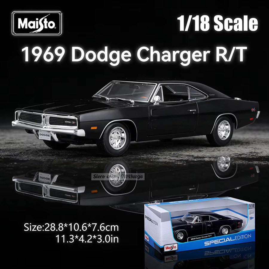 Maisto 1969 Dodge Charger R/T Sport Coupé, Modellauto, 1:18, Schwarz - Bild 1