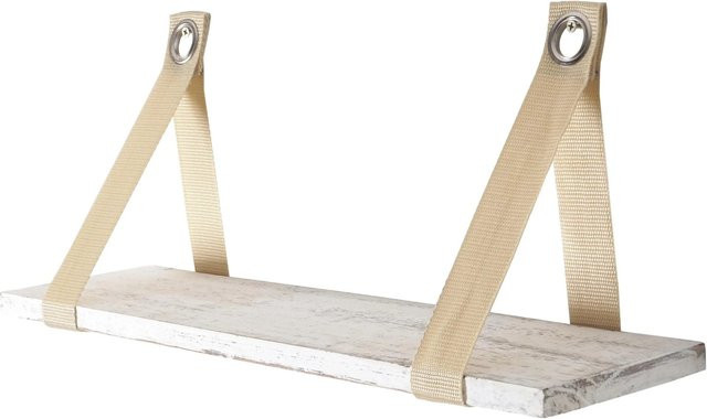 BERLINLODGE Wandregal aus Massivholz in Weiß im Landhausstil, H x B x T: 20,5 x 49,5 x 13 cm - Bild 1