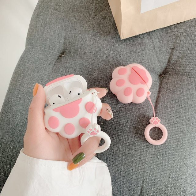 ZHANZHI Cartoon Kopfhörerhülle mit Handring für AirPods 1/2, AirPods Pro, AirPods Pro 2 und AirPods 3 in Weiß oder Pink - Bild 1