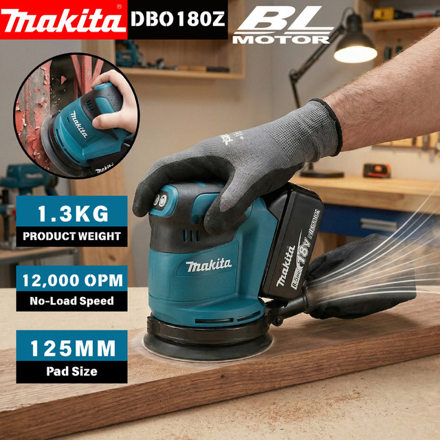 Makita DBO180Z Exzenterschleifer 18 V bürstenlos kabellos für Holzbearbeitung und Polieren - Bild 1