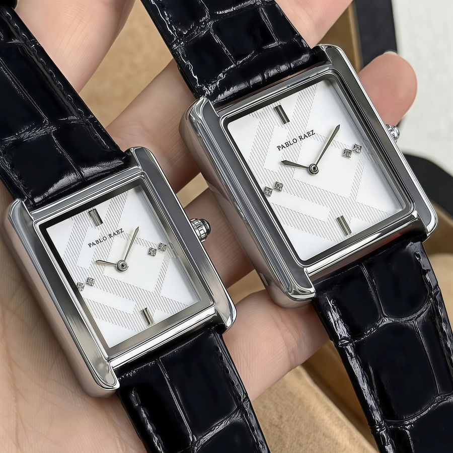 PABLO RAEZ Paaruhren, Quarz, Edelstahl, Leder, Unisex, wasserdicht - Bild 6