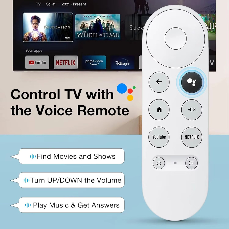 Google Chromecast 4K Sprachfernbedienung in Snow White für Streaming-Mediaplayer - Bild 3