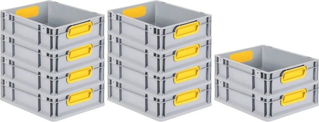 PROREGAL Spar Set 10x Eurobox Nextgen Color Transportboxen mit Griffen, Gelb, H x B x T: 12 x 30 x 40 cm, 11 Liter - Bild 1