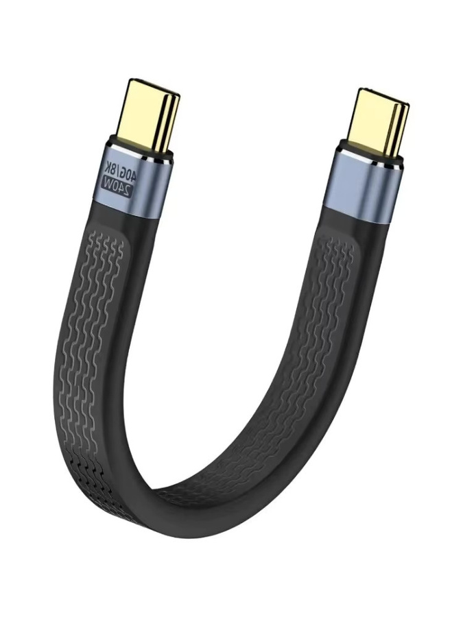 USB-C auf USB-C Schnellladekabel Schwarz mit 240W PD240W, 40 Gbit/s Datenübertragung und 8K 60 Hz Audio/Video-Kompatibilität, Länge: 13 cm - Bild 5