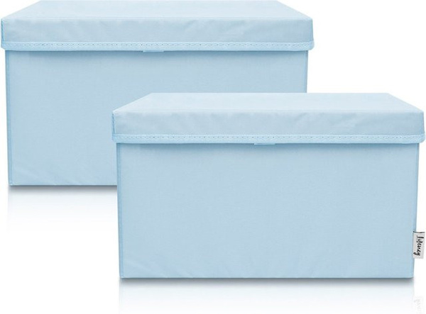 Lifeney Aufbewahrungsbox 2er-Set mit Deckel aus Stoff, hellblau, B/T/H: 37 x 25 x 21 cm